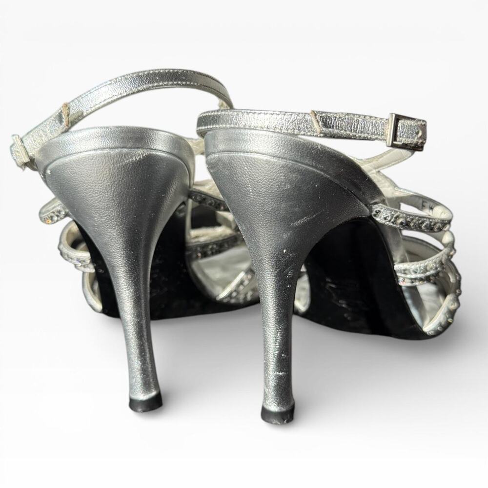 Vintage Y2K Stuart Weitzman silver rhinestones strappy heels - Picture 4 of 5